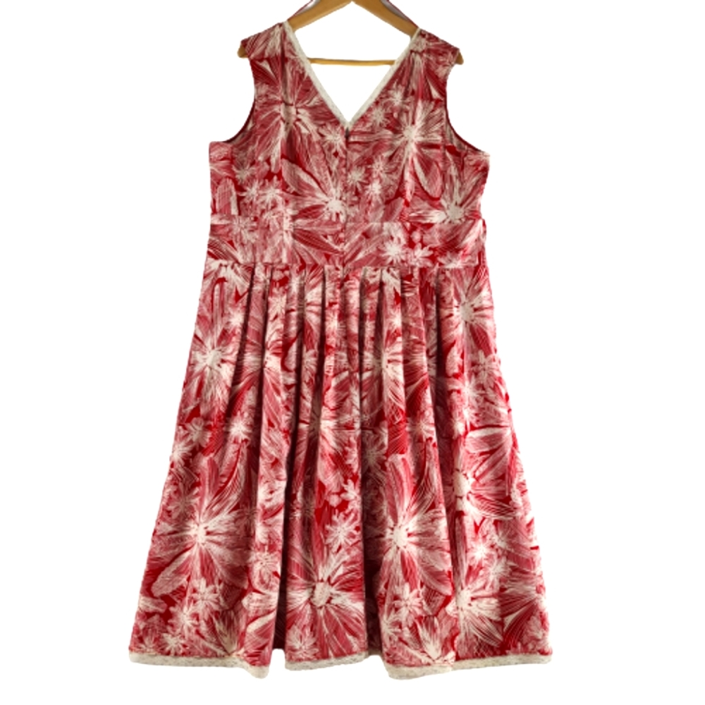 Adrianna Papel Size 18W Tropical Print Sundress Red White